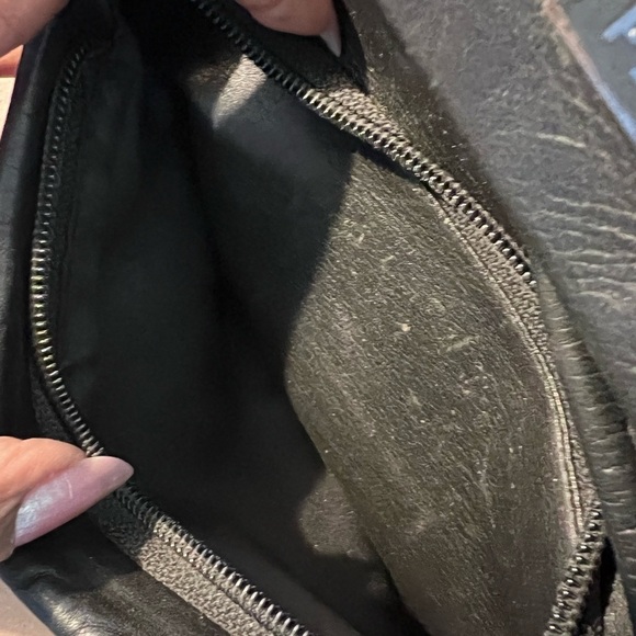 Perlina NY Black Leather Drawstring Magnetic Flap Closure Backpack Backzip Entry main image 12